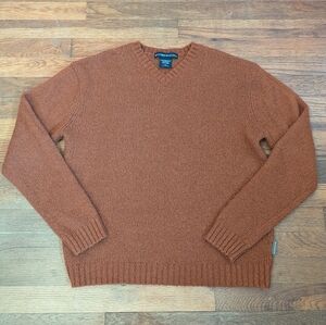 Vintage Men's Wool Blend V Neck Sweater Size Medium Grunge Eclectic Brown
